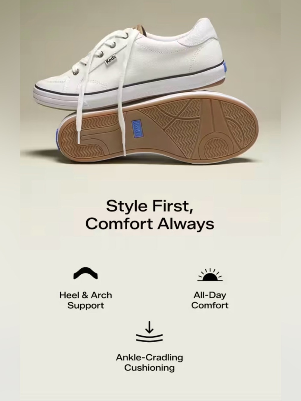 NEW Keds Champion Center III Canvas Shoes Womens 6.5 Wide White Lace Up Sneakers